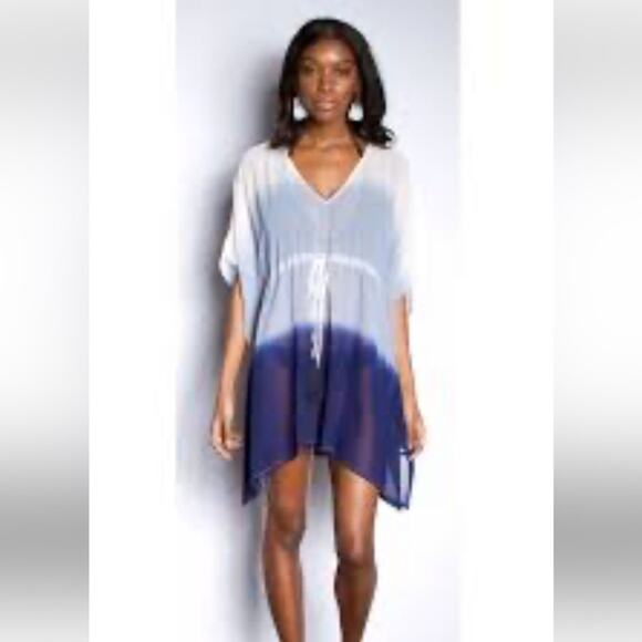 Beaches & Boho Nina Sheer Blue Ombre Swim Coverup S/M - Picture 1 of 4